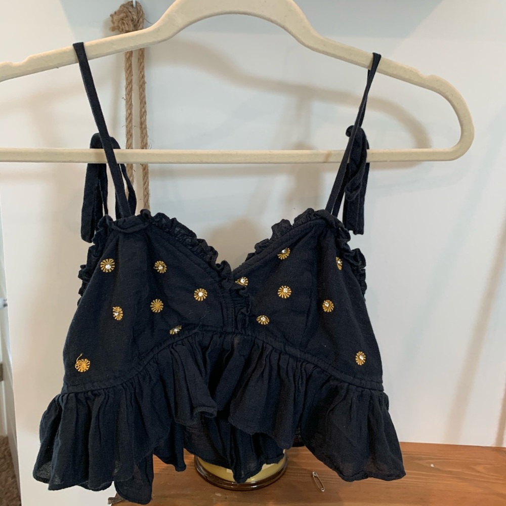 Free people floral navy crop top